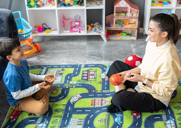 A young boy at his occupational therapy session